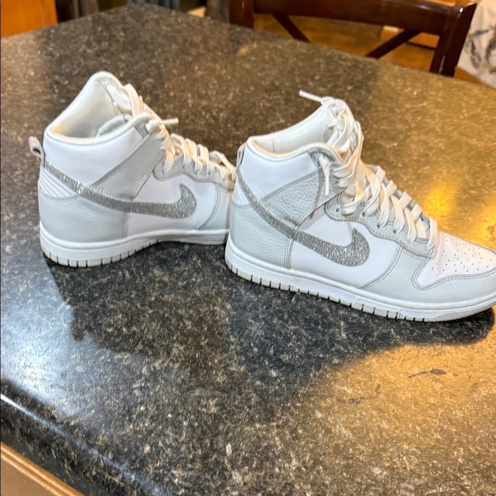 Nike White and Silver Athletic Shoes